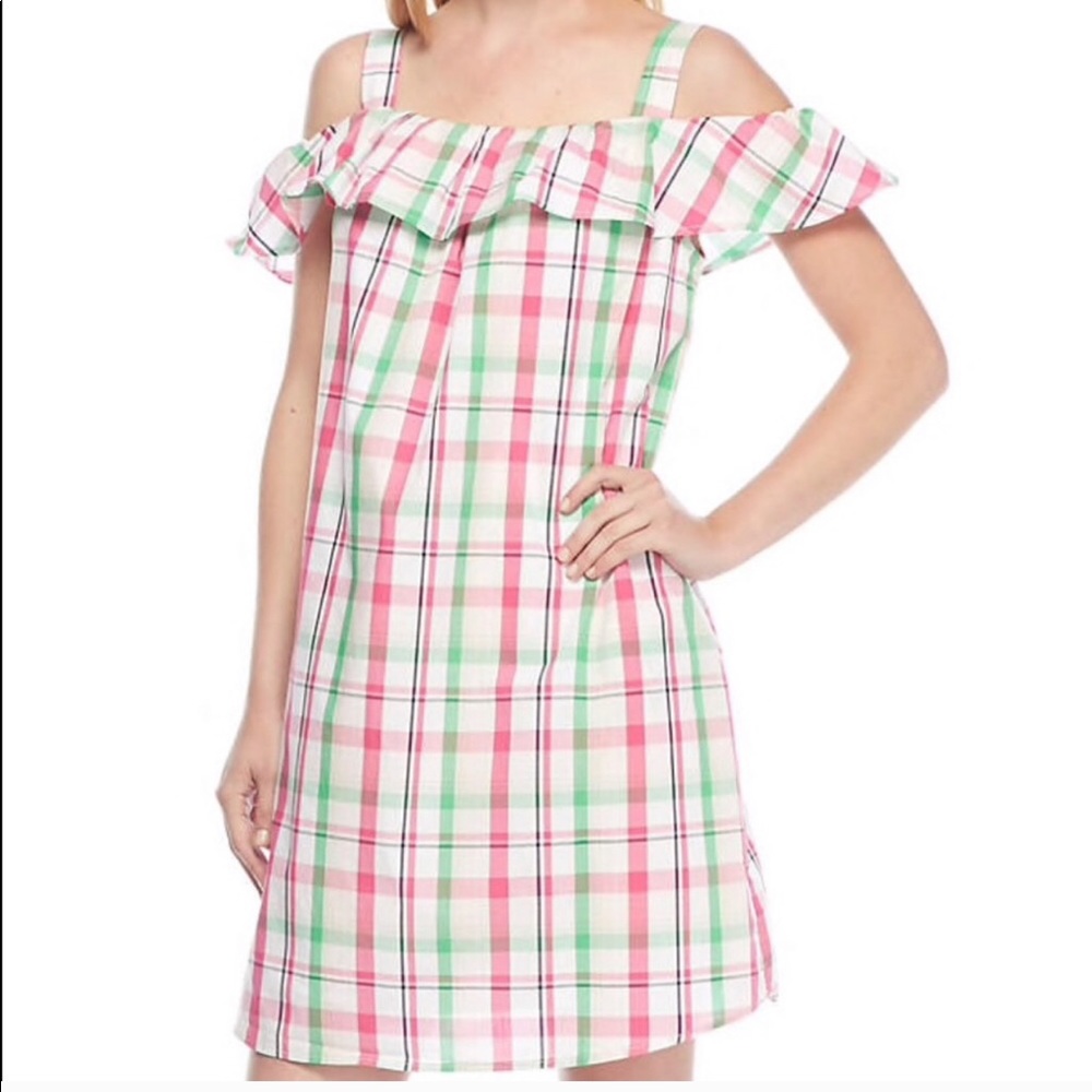 NEW! Crown & Ivy Dress Cold Shoulder Pink Green